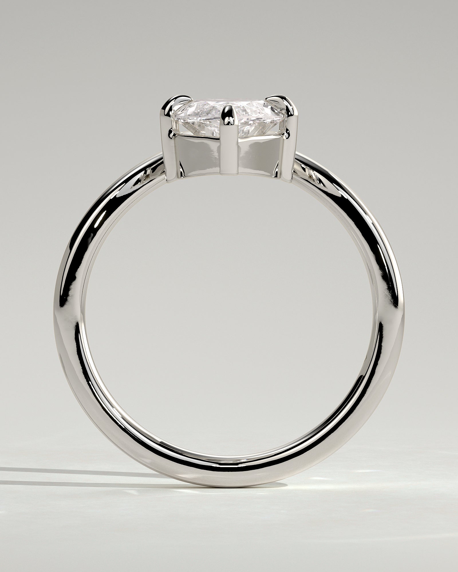 Giselle - Marquise Claw Solitaire with V Band Engagement Ring - Platinum - White Gold / Platinum 2ct