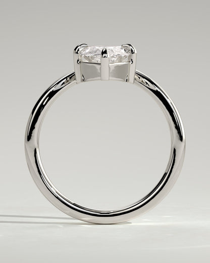 Giselle - Marquise Claw Solitaire with V Band Engagement Ring - Platinum