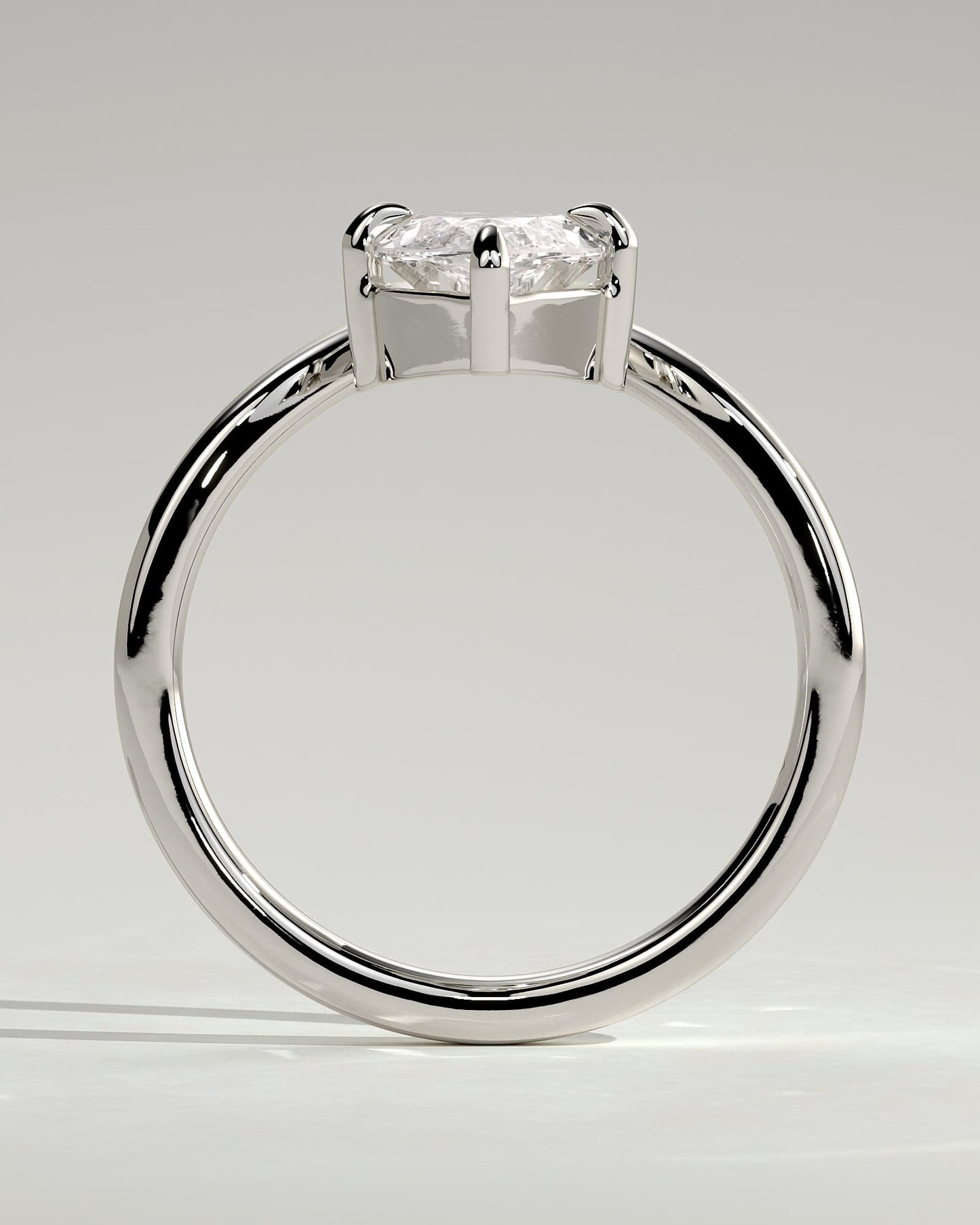 Giselle - Marquise Claw Solitaire with V Band Engagement Ring - White Gold