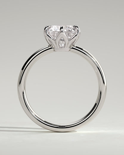 Jayden - Round Claw Solitaire with Petal Gallery and Cigar Band Engagement Ring - Platinum
