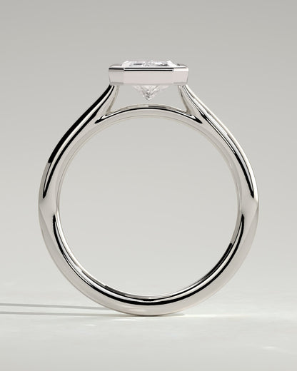Rachel - Statement Radiant Bezel Solitaire with Open Cathedral High Setting Engagement Ring - Platinum