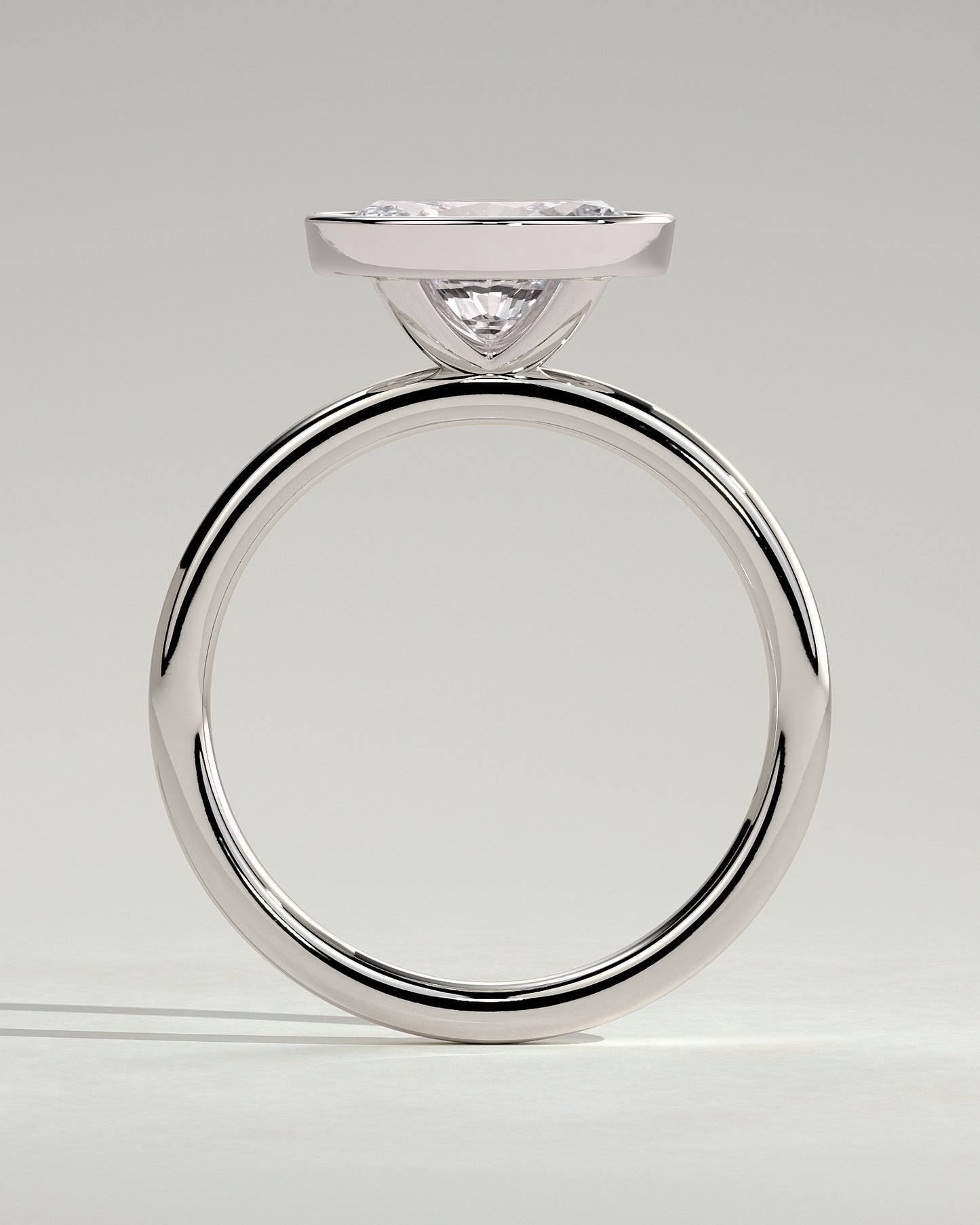 Erin - Oval East West Bezel Solitaire  Engagement Ring - Platinum - White Gold / Platinum 2ct