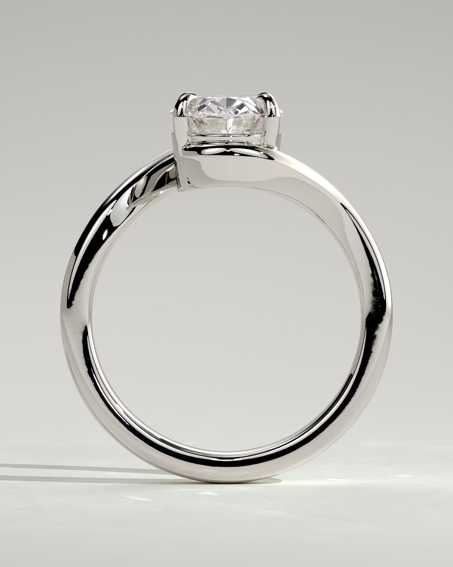 Kala - Oval Claw Solitaire with Bypass Band Engagement Ring - Platinum