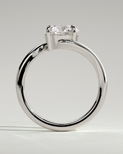 Kimia - Round Claw Solitaire with Bypass Band Engagement Ring - Platinum