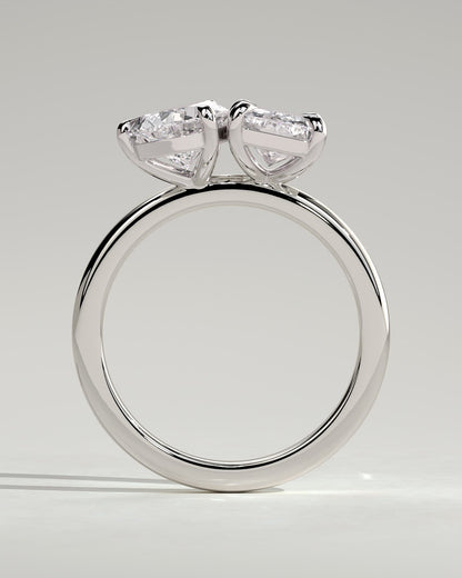 Morgan - Pear and Radiant Claw Toi et Moi Engagement Ring - Platinum