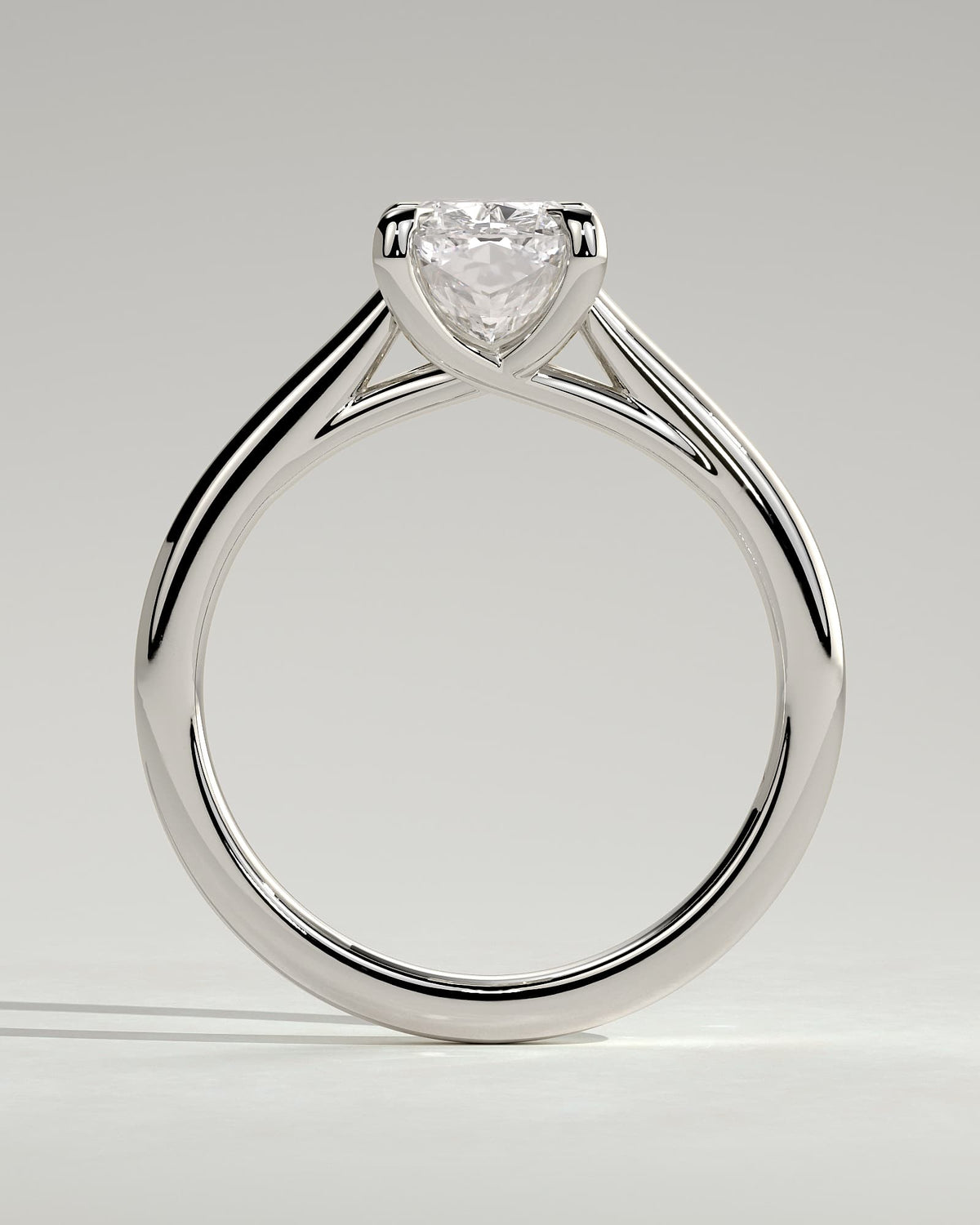 Kelsey - Elongated Cushion Claw Solitaire with Cathedral Low Setting and Open Trellis Gallery Engagement Ring - Platinum