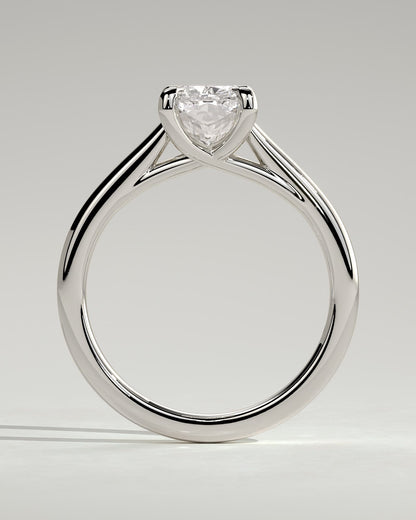 Kelsey - Elongated Cushion Claw Solitaire with Cathedral Low Setting and Open Trellis Gallery Engagement Ring - Platinum