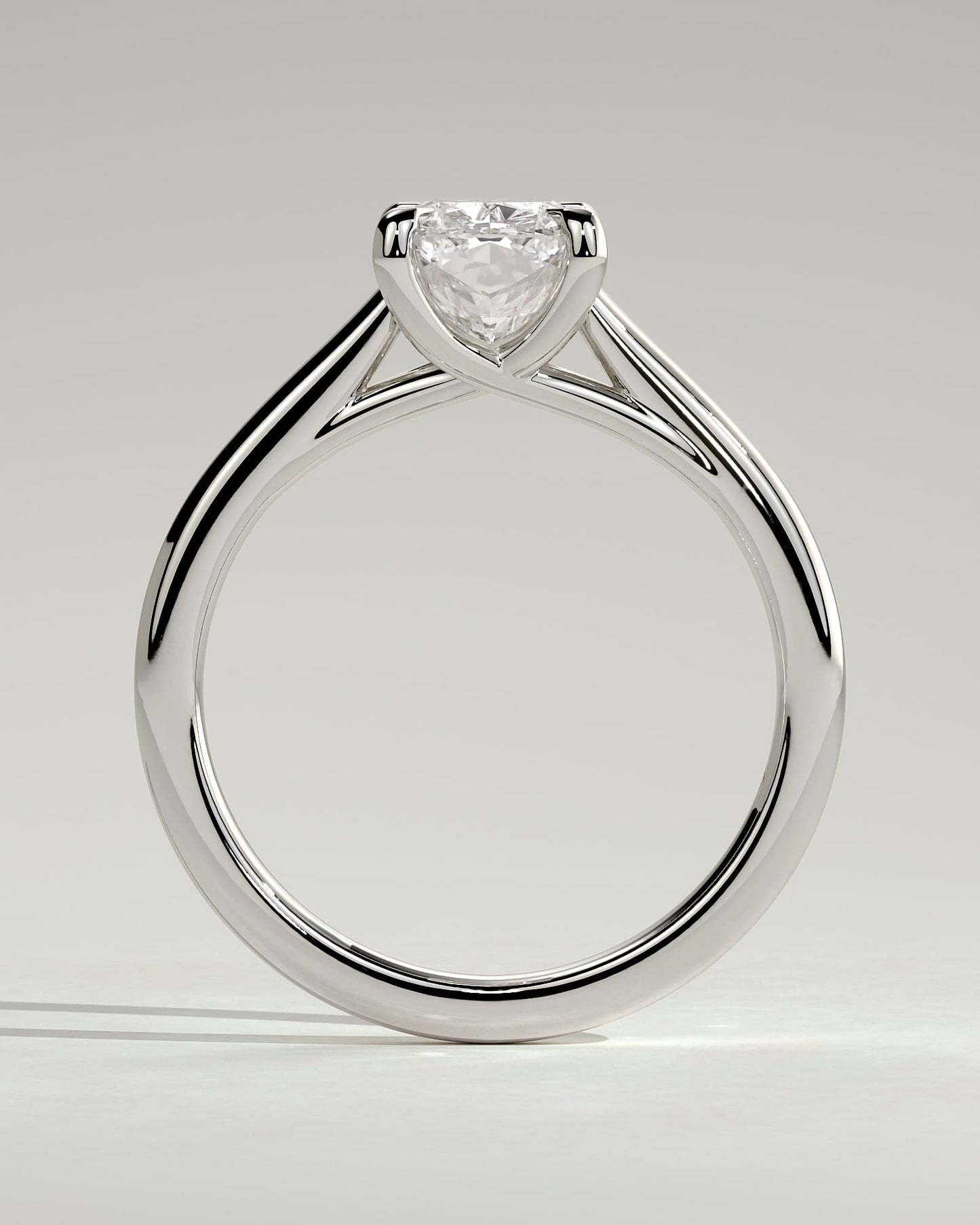 Kelsey - Elongated Cushion Claw Solitaire with Cathedral Low Setting and Open Trellis Gallery Engagement Ring - White Gold
