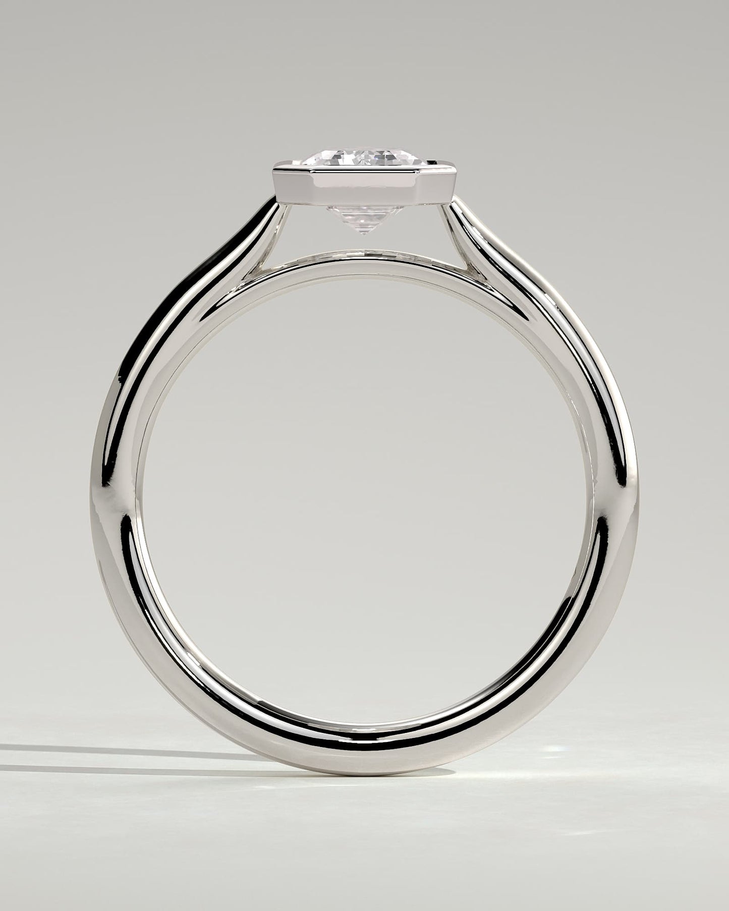 Journee - Statement Emerald Bezel Solitaire with Open Cathedral High Setting Engagement Ring - Platinum