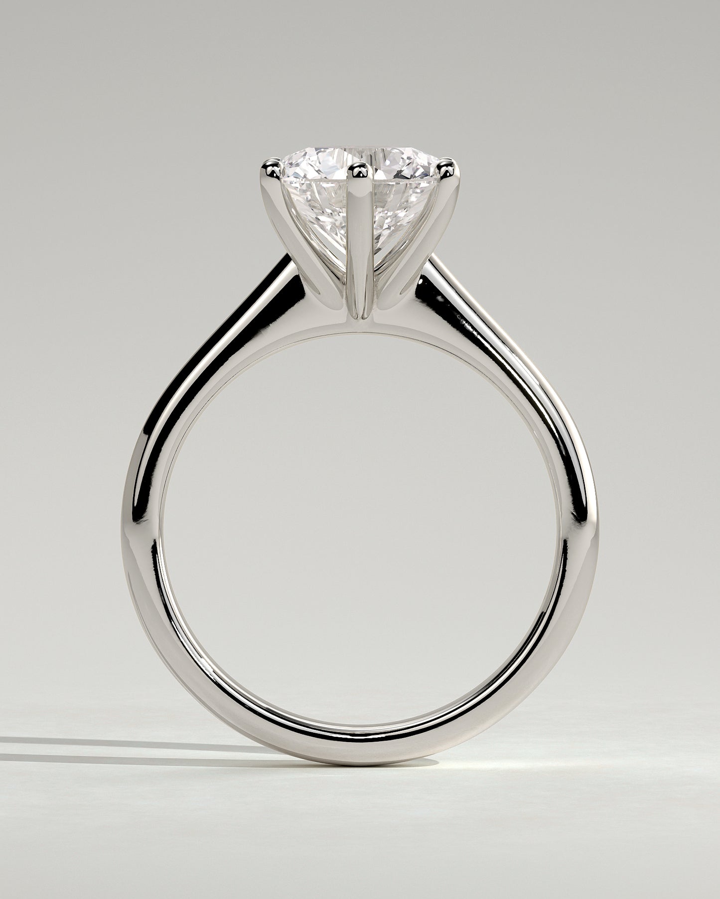 Jacqueline - Round Claw Solitaire with Solid Cathedral Low Setting Engagement Ring - Platinum - White Gold / Platinum 2ct