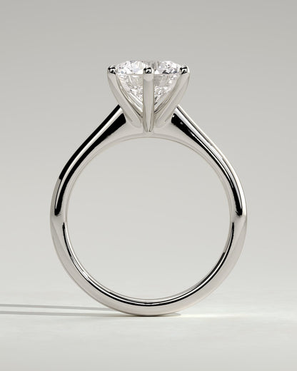 Jacqueline - Round Claw Solitaire with Solid Cathedral Low Setting Engagement Ring - Platinum