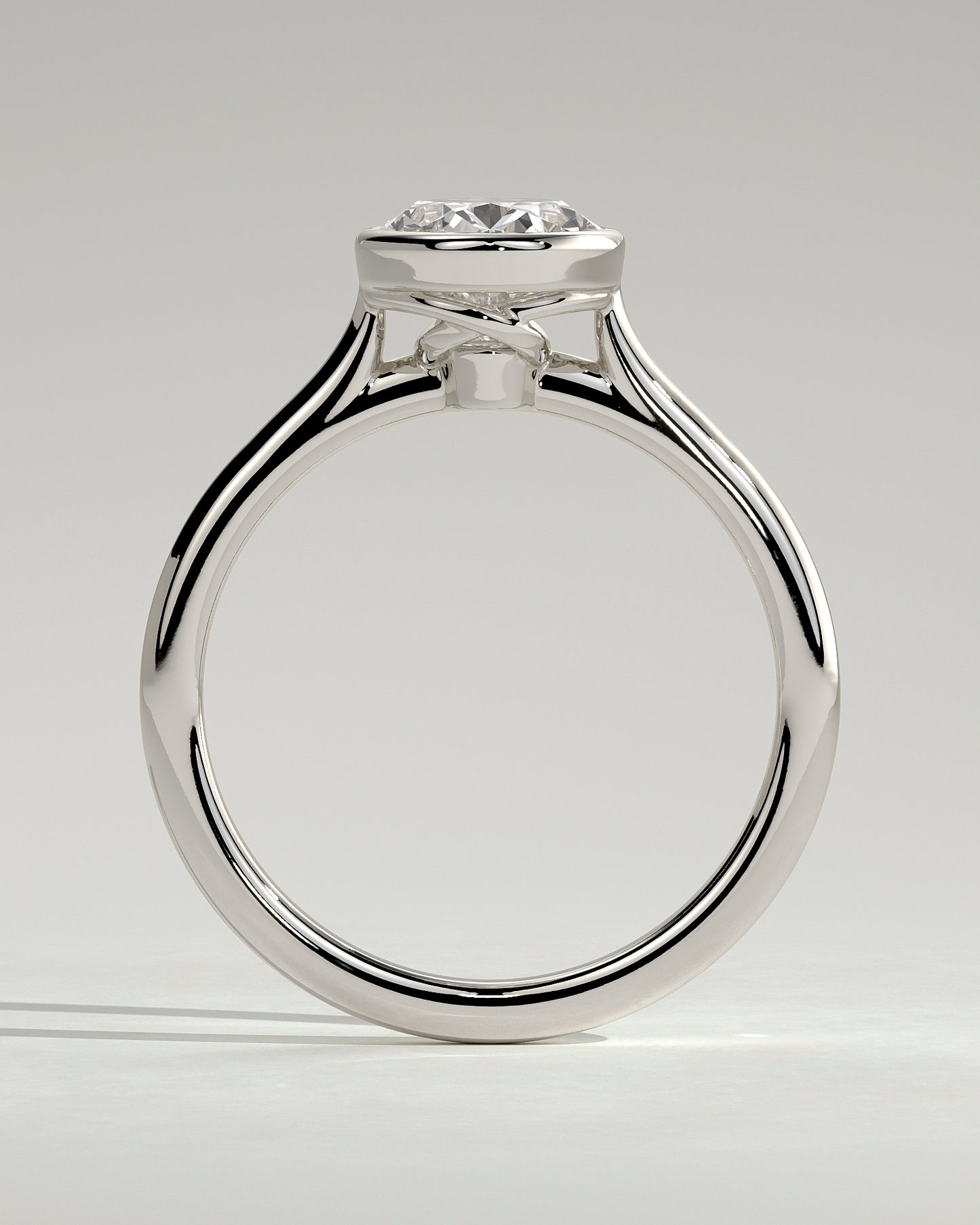 Gemma - Oval Bezel Solitaire with Twisted Gallery Engagement Ring - Platinum - White Gold / Platinum 2ct
