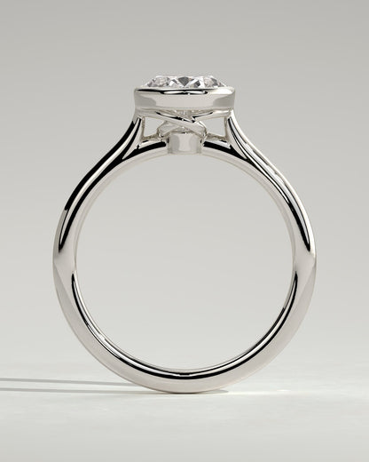 Gemma - Oval Bezel Solitaire with Twisted Gallery Engagement Ring - Platinum