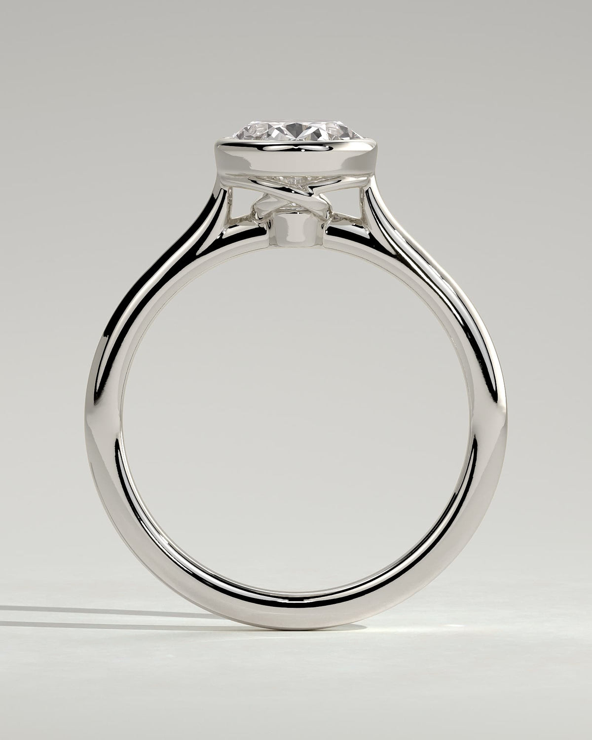 Gemma - Oval Bezel Solitaire with Twisted Gallery Engagement Ring - White Gold