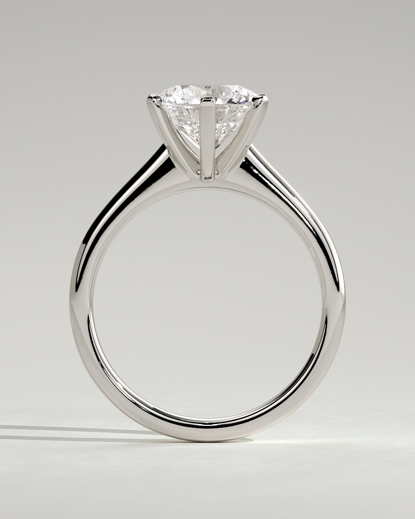 Gabrielle - Round Claw Solitaire with Square Tips and Solid Cathedral High Setting Engagement Ring - Platinum - White Gold / Platinum 2ct