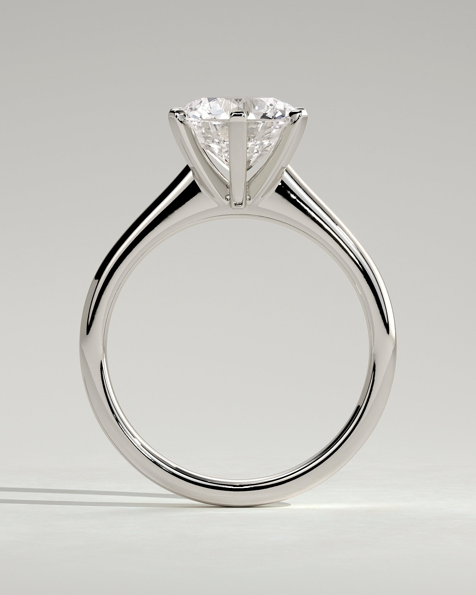 Gabrielle - Round Claw Solitaire with Square Tips and Solid Cathedral High Setting Engagement Ring - Platinum - White Gold / Platinum 2ct