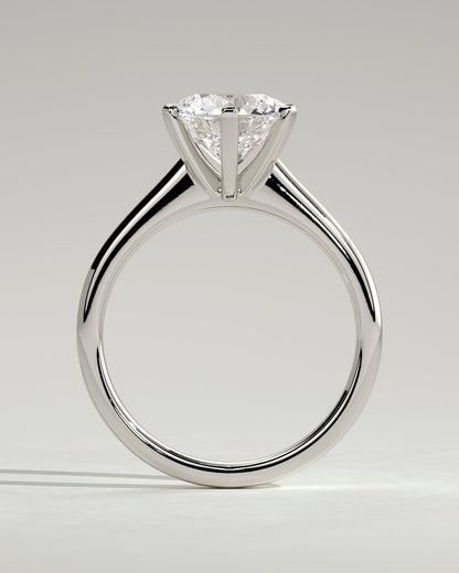 Gabrielle - Round Claw Solitaire with Square Tips and Solid Cathedral High Setting Engagement Ring - Platinum
