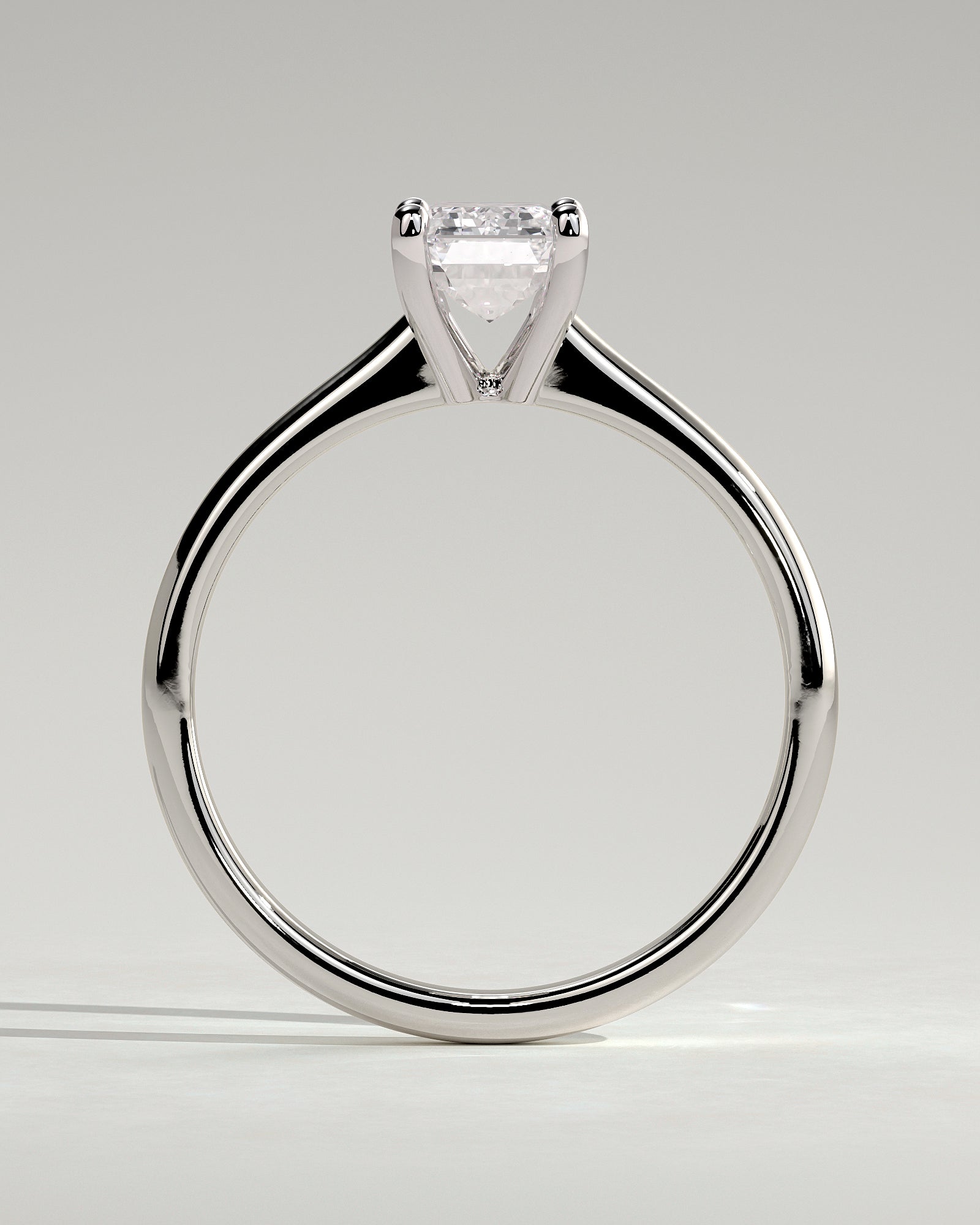Freya - Emerald Claw Solitaire with Tapered Band and Cathedral Low Setting Engagement Ring - Platinum - White Gold / Platinum 2ct