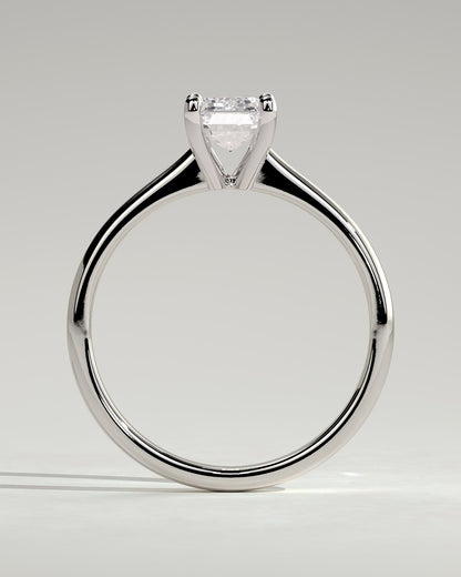 Freya - Emerald Claw Solitaire with Tapered Band and Cathedral Low Setting Engagement Ring - Platinum