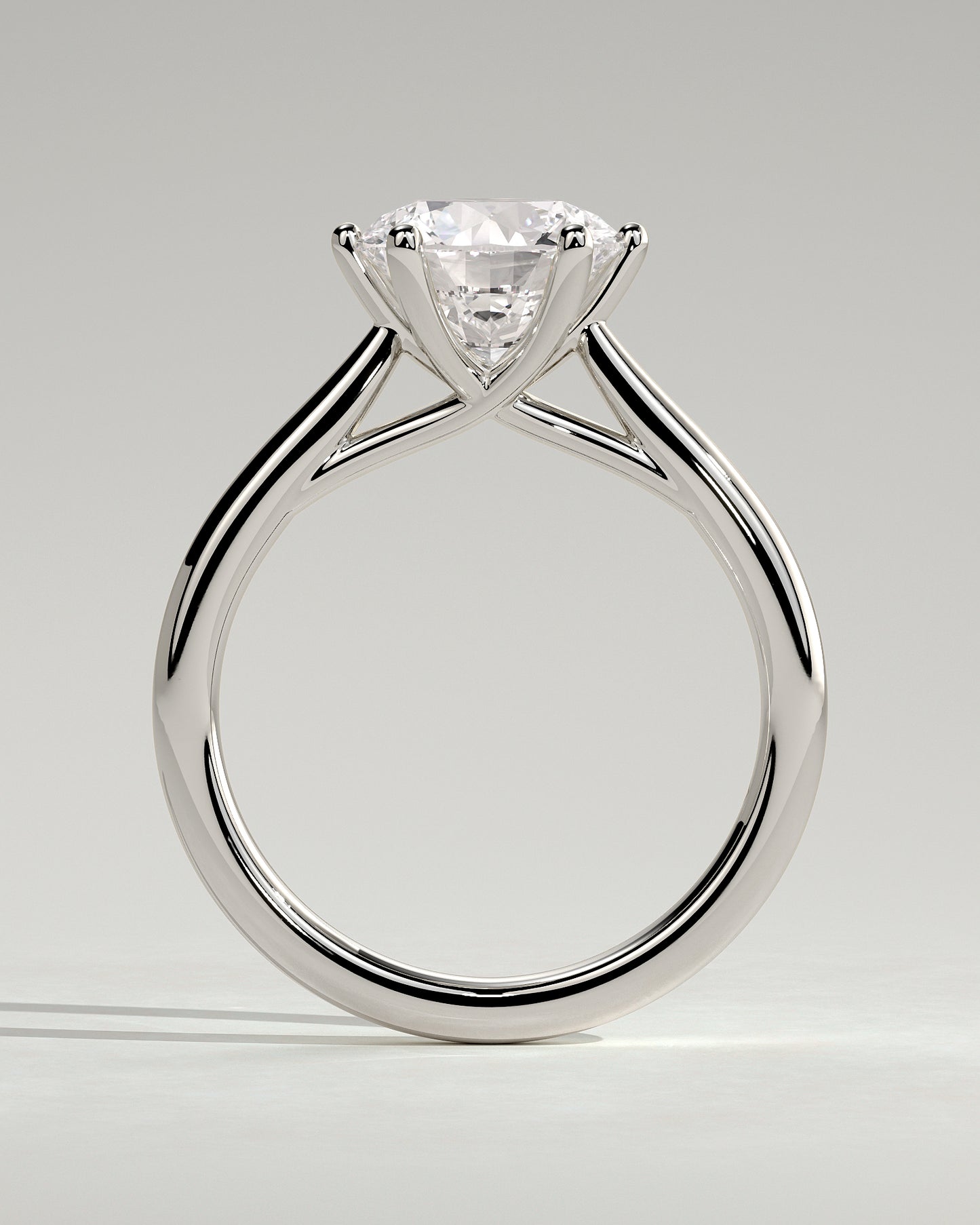 Delilah - Round Claw Solitaire with Open Trellis Gallery and Cathedral Low Setting Engagement Ring - Platinum - White Gold / Platinum 2ct