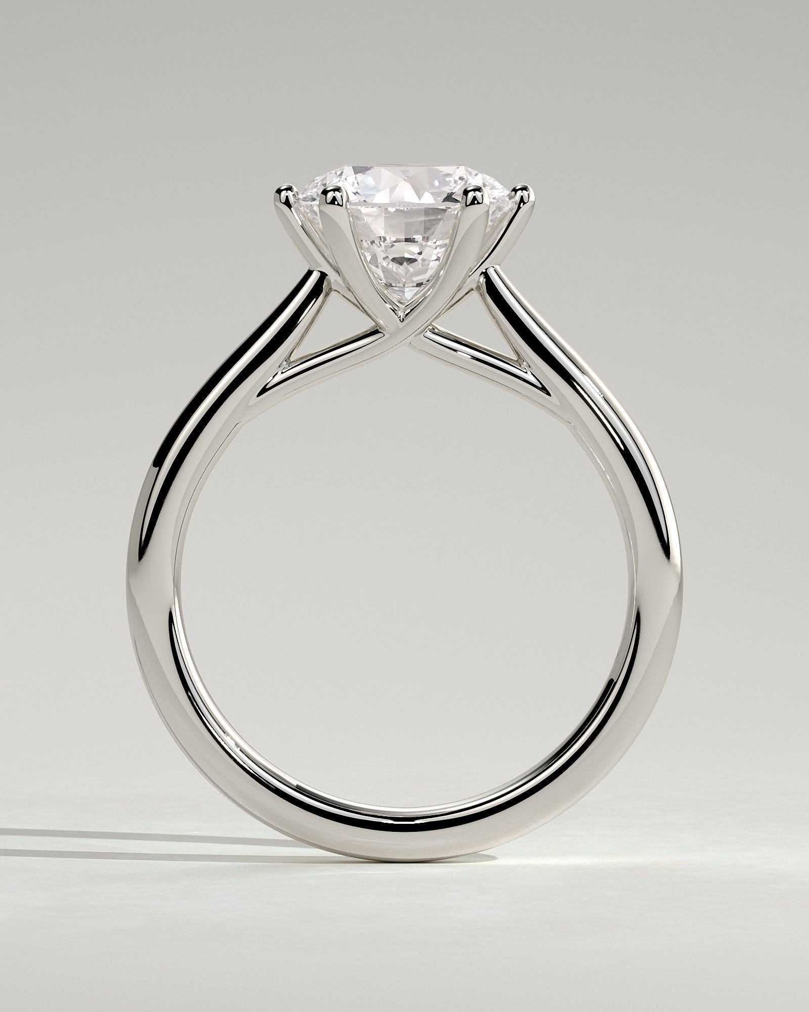 Delilah - Round Claw Solitaire with Open Trellis Gallery and Cathedral Low Setting Engagement Ring - Platinum - White Gold / Platinum 2ct