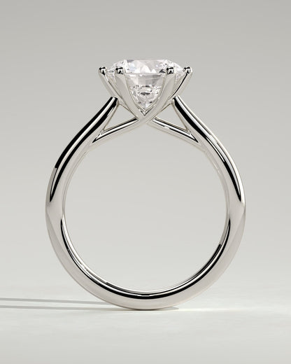 Delilah - Round Claw Solitaire with Open Trellis Gallery and Cathedral Low Setting Engagement Ring - Platinum
