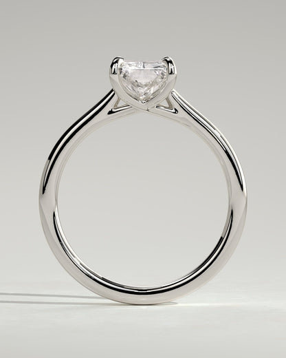 Dakota - Radiant Claw Solitaire with Cathedral Low Setting and Open Trellis Gallery Engagement Ring - Platinum