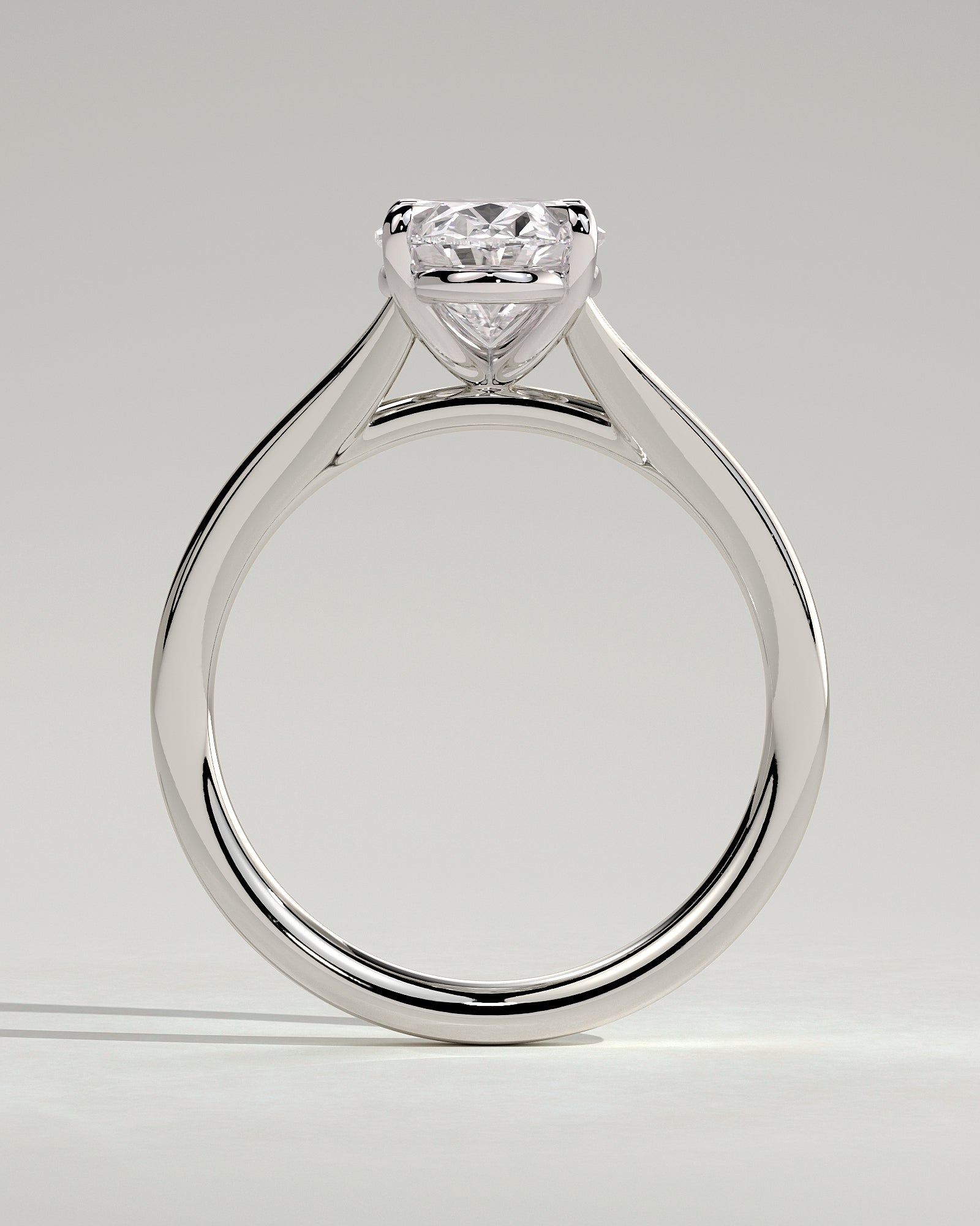 Blair - Oval Claw Solitaire with Split Shank and Cathedral High Setting Engagement Ring - Platinum - White Gold / Platinum 2ct