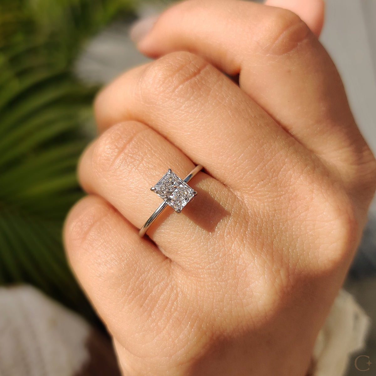Radiant Cut Solitaire Ring With Secure Claw Prongs