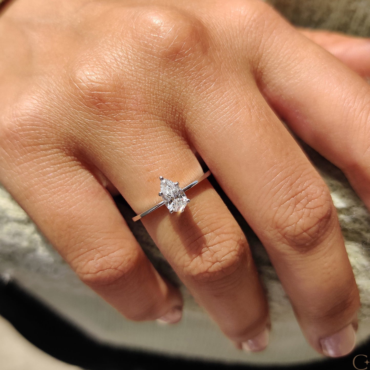 Pear Shaped Diamond Ring In Solitaire Style
