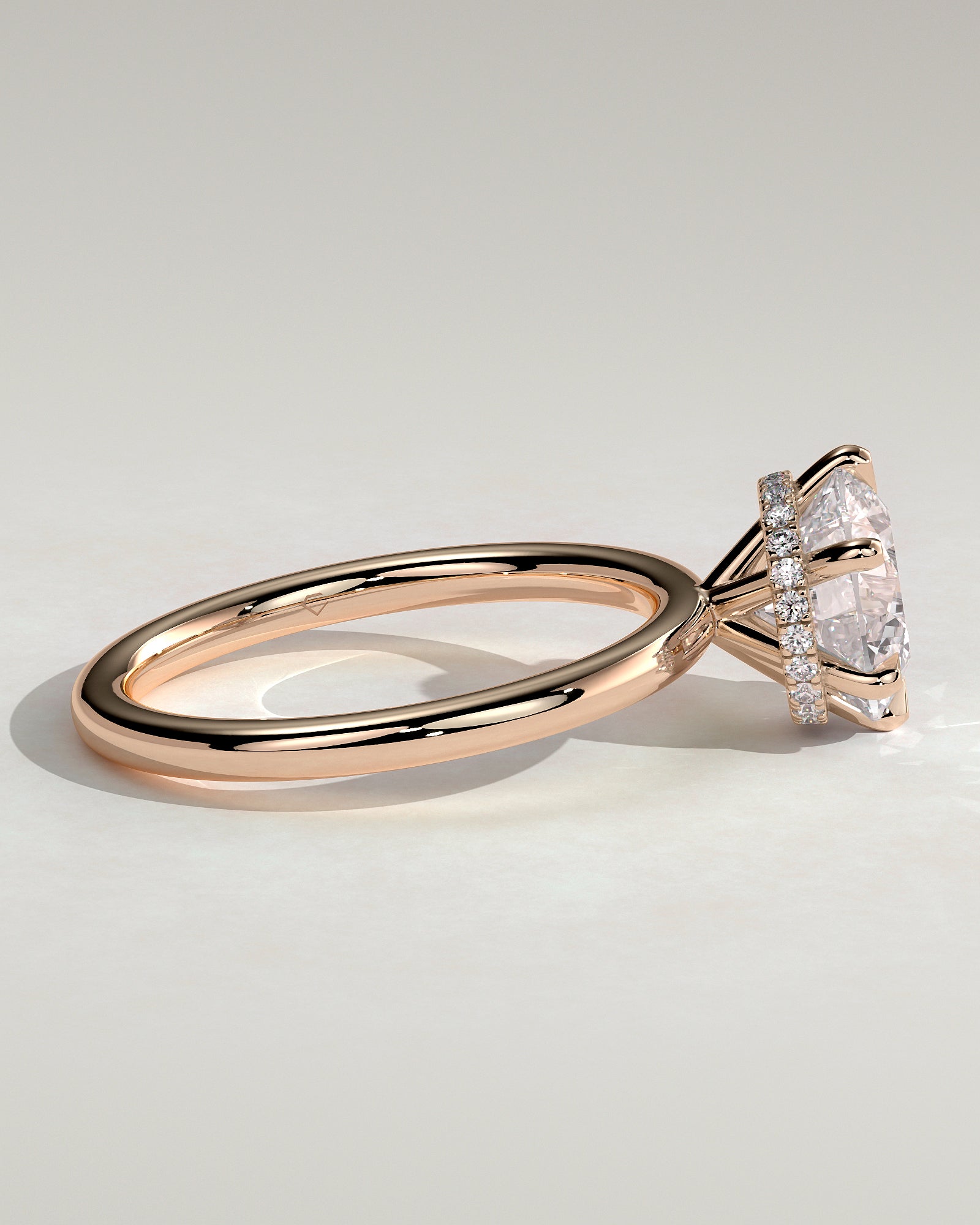 Aria - Round Claw Solitaire with Wrap Around Hidden Halo Engagement Ring - Rose Gold - Rose Gold 2ct
