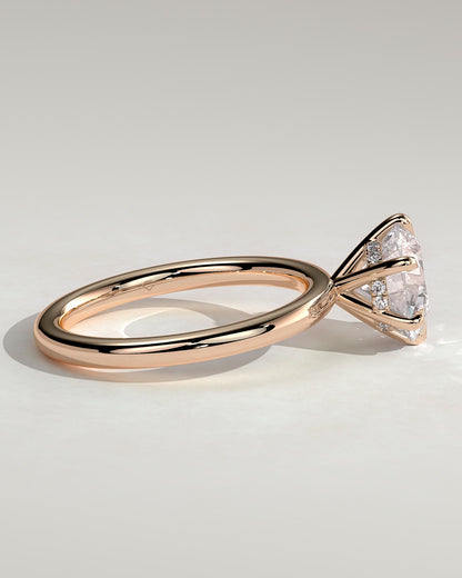 Anna - Round Claw Solitaire with Hidden Halo Engagement Ring - Rose Gold - rose gold - Lara Jewels