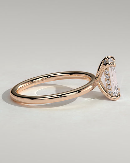 Alice - Emerald Claw Solitaire with Hidden Halo Engagement Ring - Rose Gold - rose gold - Lara Jewels