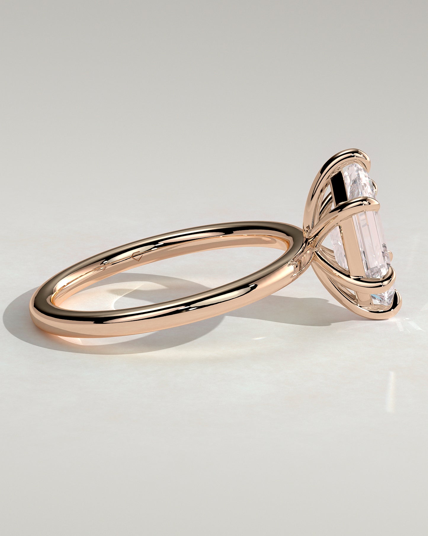 Cynthia - Classic Elongated Hexagon Claw Solitaire Engagement Ring - Rose Gold - Rose Gold 2ct