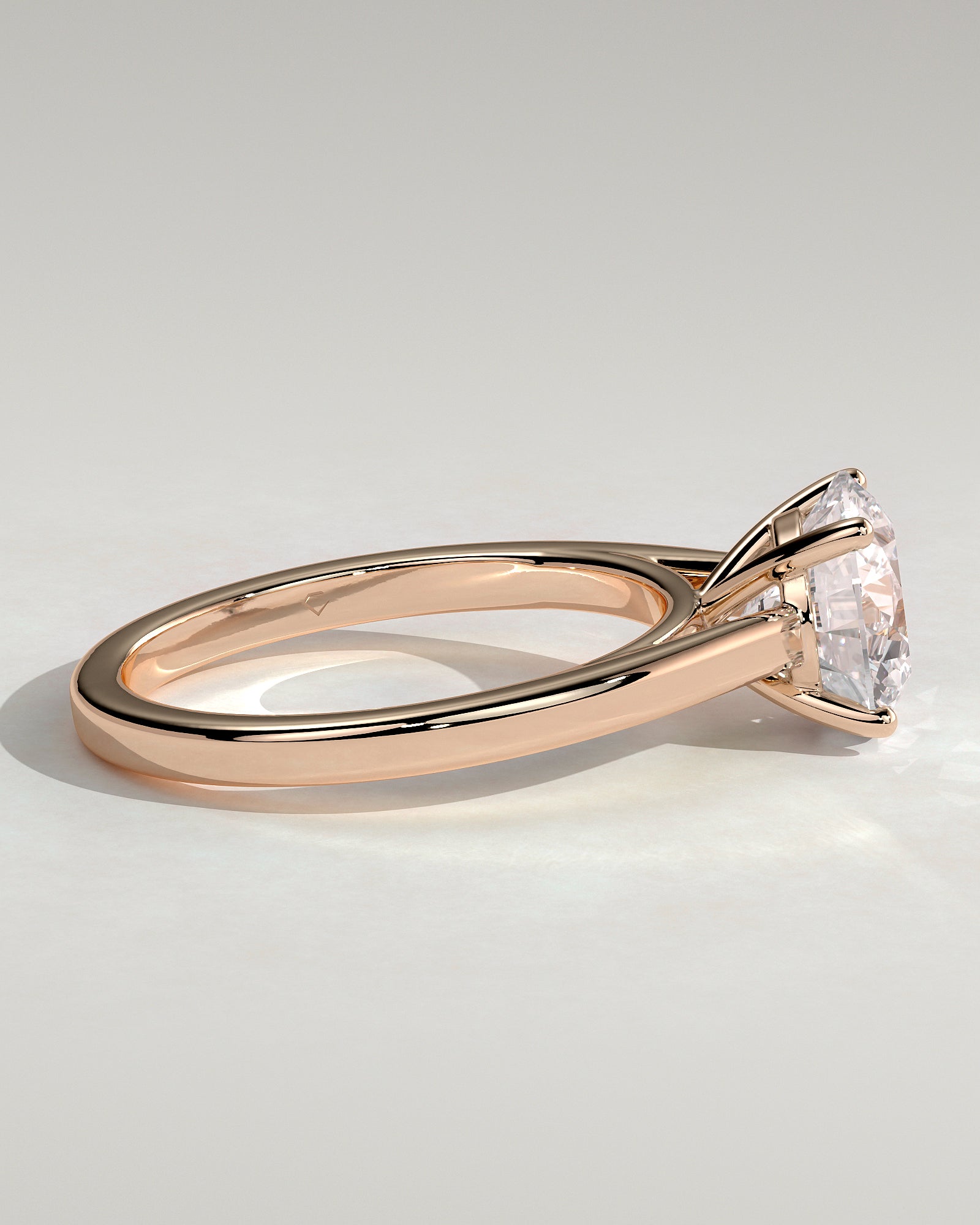 Georgia - Round Claw Solitaire with Flat Band and Cathedral High Setting Engagement Ring - Rose Gold - Rose Gold 2ct