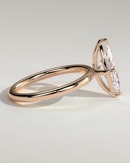 Genevieve - Marquise Claw Solitaire Engagement Ring - Rose Gold
