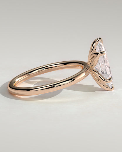 Eve - Marquise Claw Solitaire with Petal Gallery Engagement Ring - Rose Gold