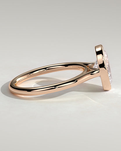 Daphne - Oval Bezel Solitaire with Cathedral High Setting Engagement Ring - Rose Gold