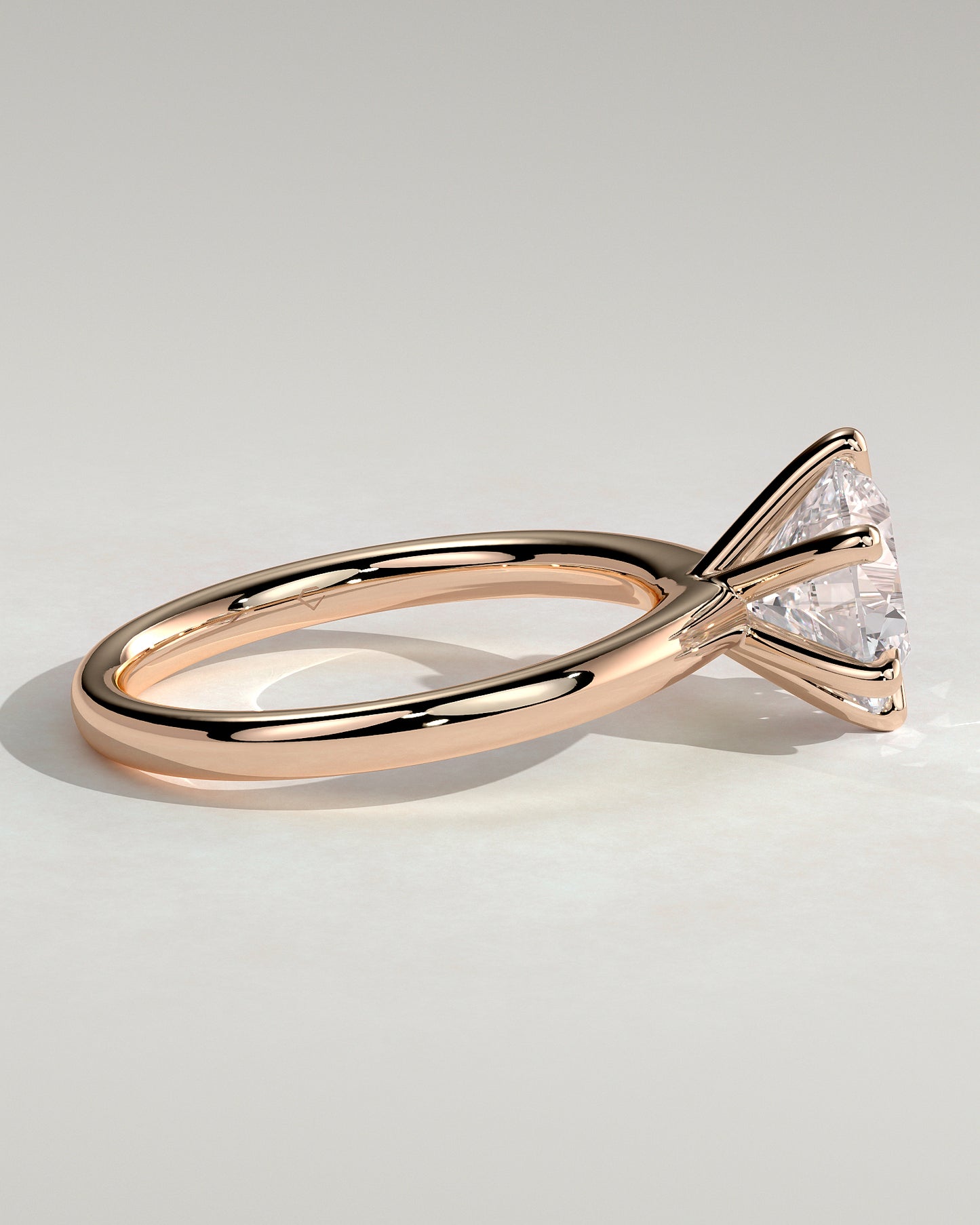 Daniela - Round Claw Solitaire with Solid Cathedral High Setting Engagement Ring - Rose Gold - Rose Gold 2ct