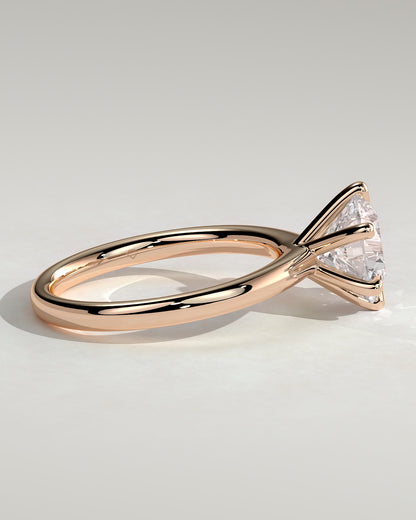 Daniela - Round Claw Solitaire with Solid Cathedral High Setting Engagement Ring - Rose Gold