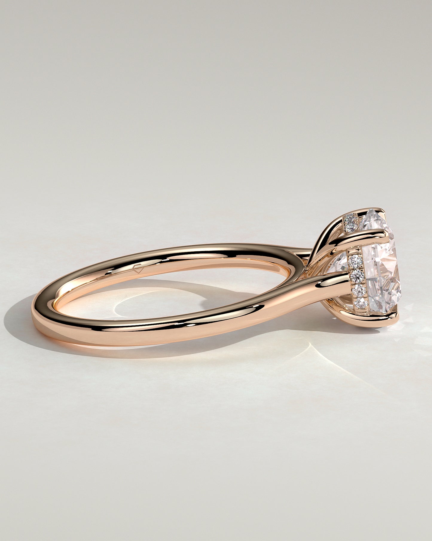 Bonnie - Round Claw Solitaire with Hidden Halo and Cathedral High Setting Engagement Ring - Rose Gold - Rose Gold 2ct