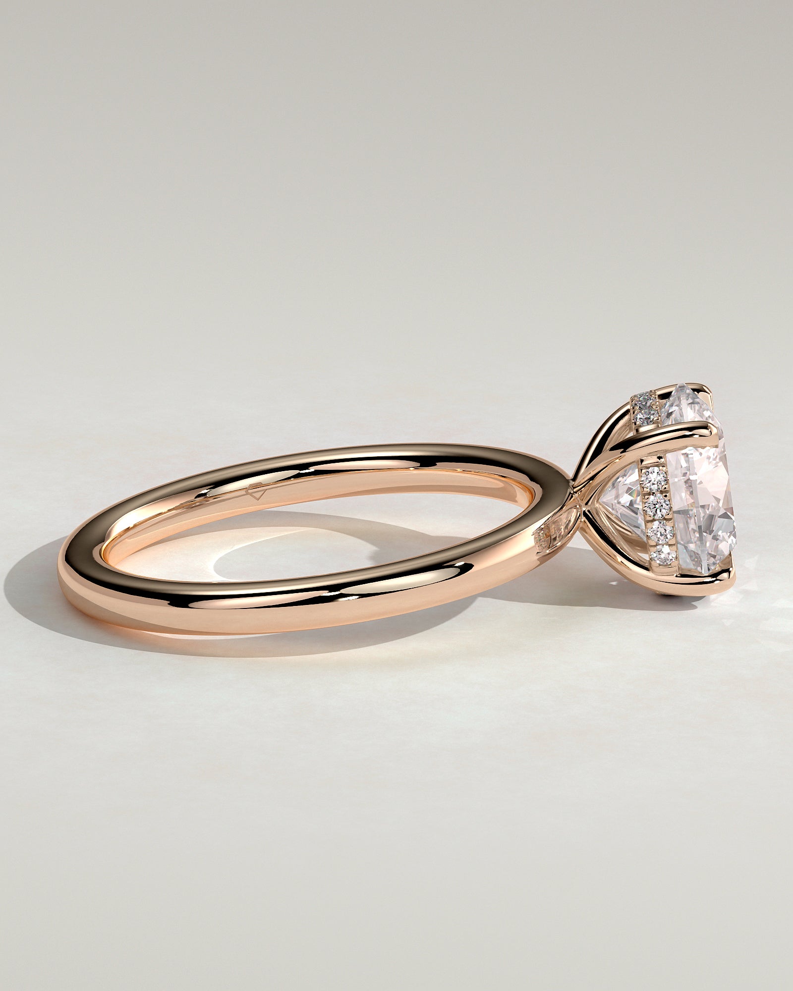 Bindi - Round Claw Solitaire with Hidden Halo Engagement Ring - Rose Gold - Rose Gold 2ct