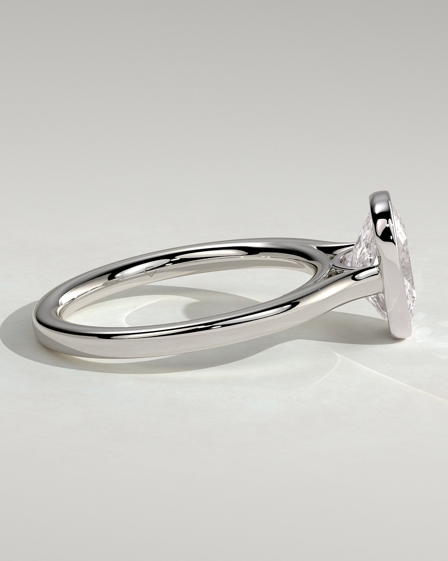 Billie - Elongated Cushion Bezel Solitaire with Cathedral High Setting Engagement Ring - Platinum - White Gold / Platinum 2ct