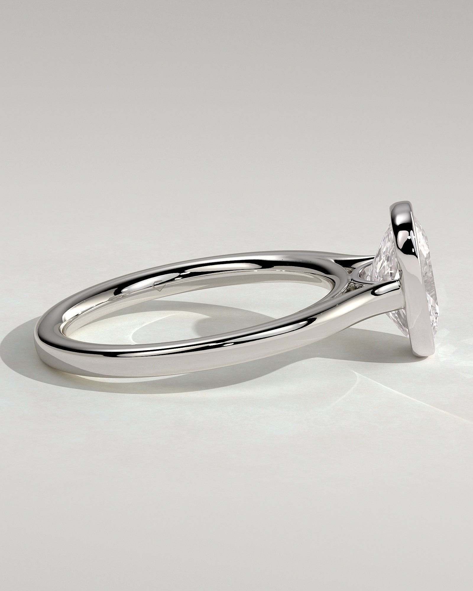 Billie - Elongated Cushion Bezel Solitaire with Cathedral High Setting Engagement Ring - Platinum - White Gold / Platinum 2ct