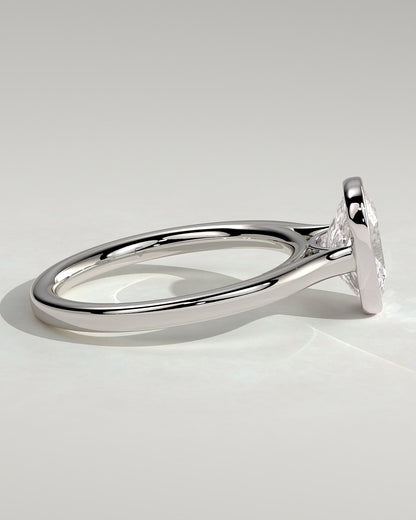 Billie - Elongated Cushion Bezel Solitaire with Cathedral High Setting Engagement Ring - White Gold