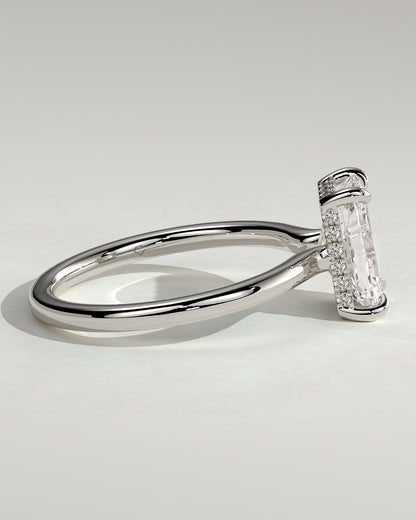 Adina - Radiant Claw Solitaire with Hidden Halo and Floating Cathedral Low Setting Engagement Ring - White Gold - white gold - Lara Jewels
