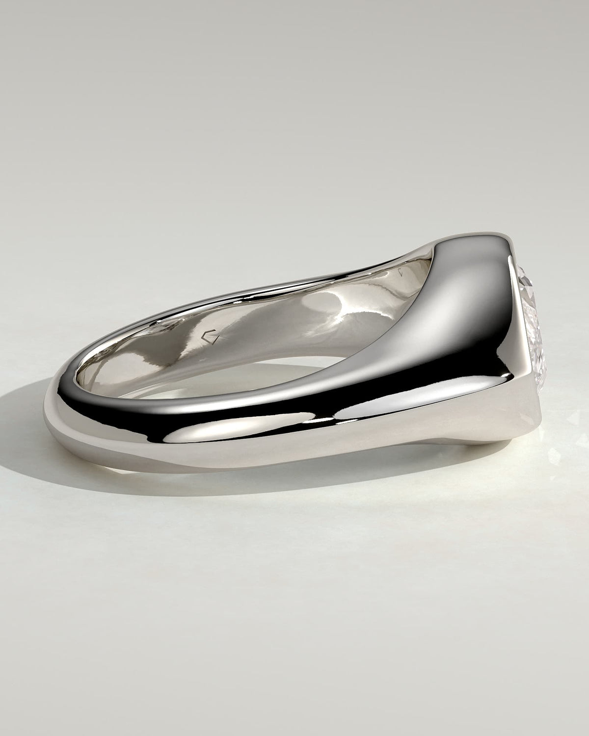 Angie - Statement Marquise East West Bezel Solitaire with Signet Band Engagement Ring - White Gold - white gold - Lara Jewels