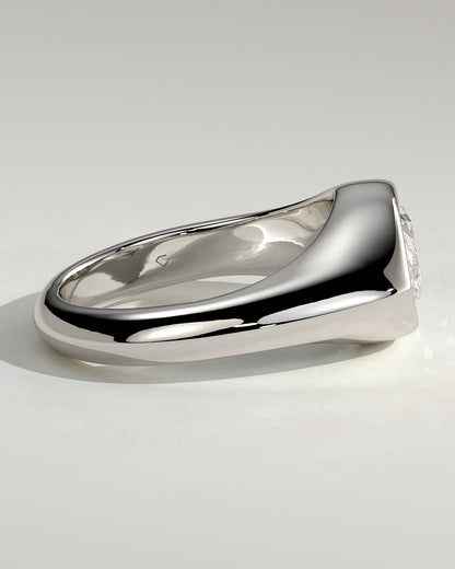 Angie - Statement Marquise East West Bezel Solitaire with Signet Band Engagement Ring - White Gold - white gold - Lara Jewels