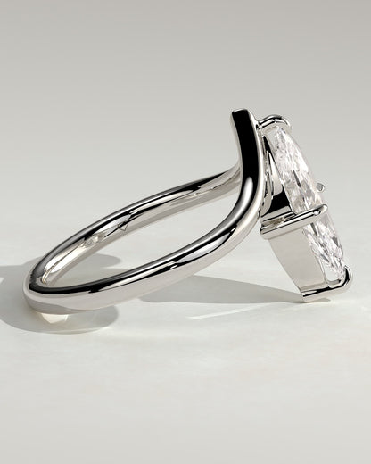 Giselle - Marquise Claw Solitaire with V Band Engagement Ring - Platinum