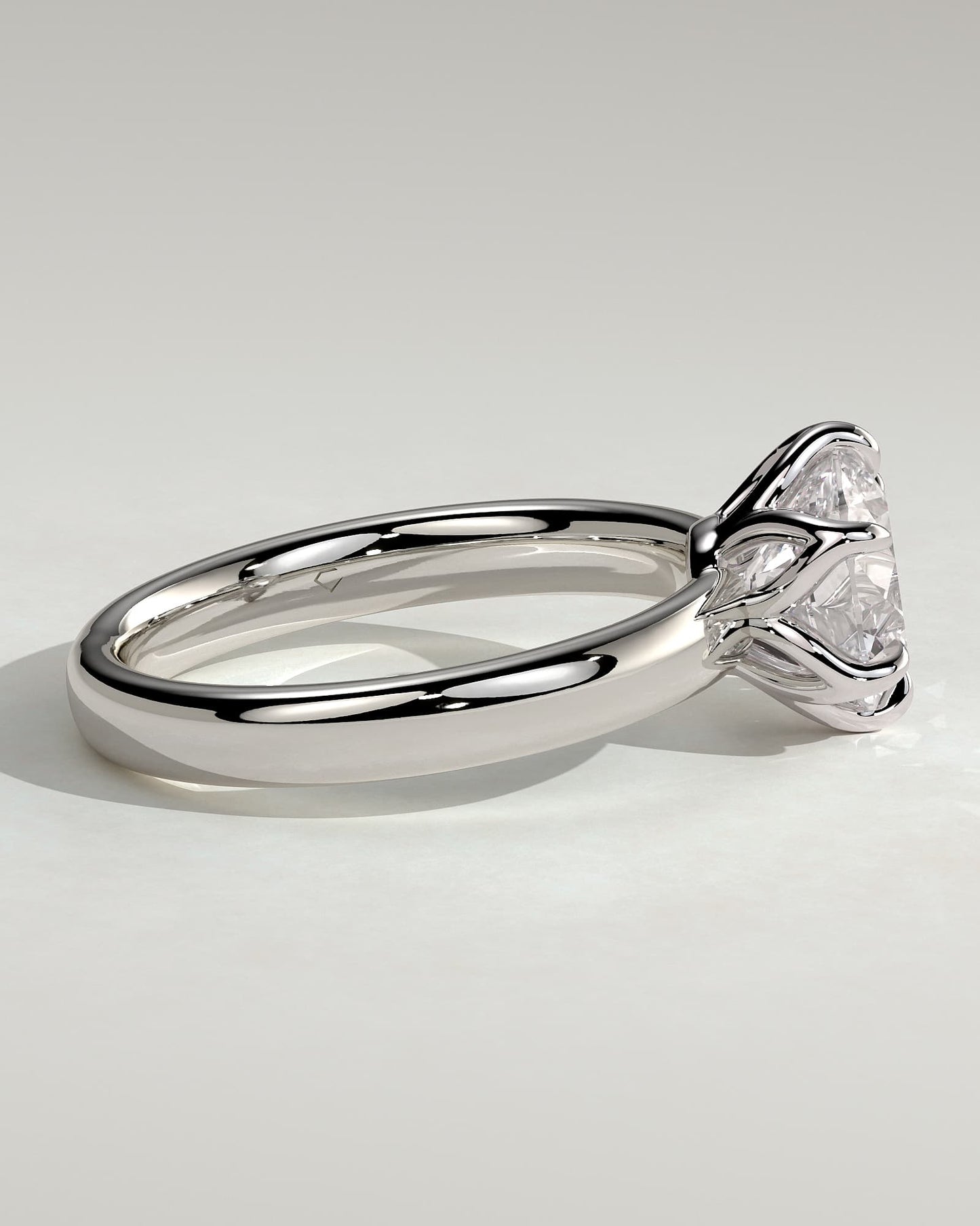 Jayden - Round Claw Solitaire with Petal Gallery and Cigar Band Engagement Ring - Platinum
